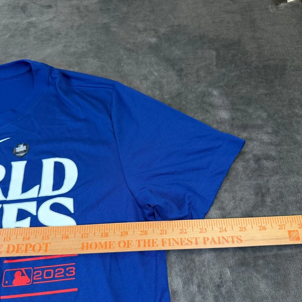 Nike Texas Rangers World Series T Shirt Mens Large Blue Dri Fit Graphic Tee
